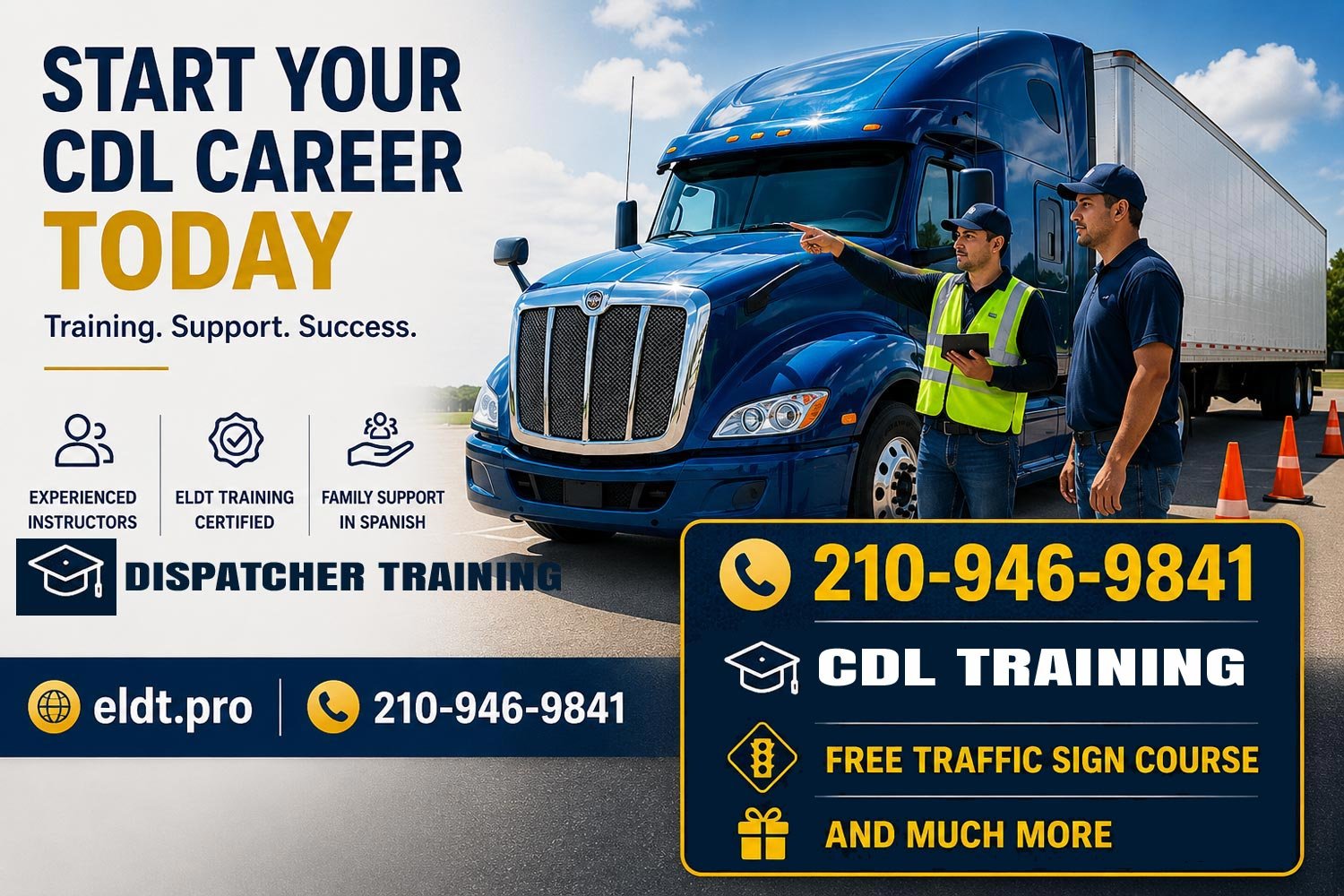 CDL School Brownsville TX offering CDL training, permit preparation, road test preparation, and career assistance.