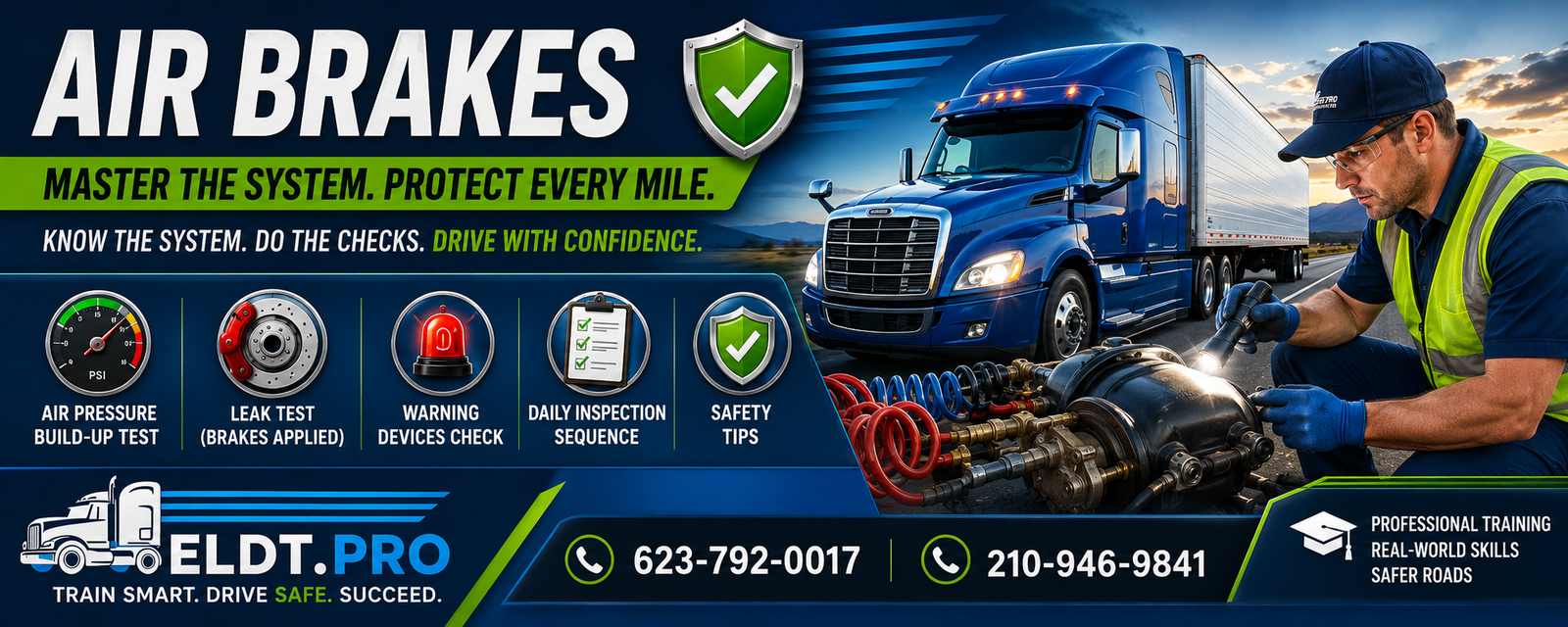 CDL training Grand Prairie Texas air brakes safety training for Class A CDL students